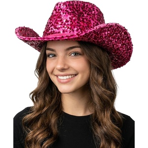 image:imageFunky Junque Sequin Cowgirl Hat for Women  Lightweight Sparkly Cowboy Hat with Sun Protection Concerts Festivals and Western for WomenHot Pink