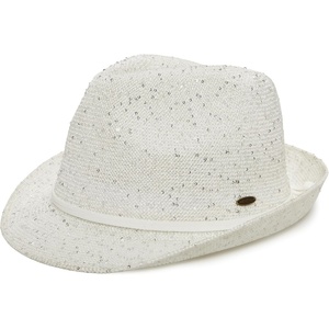 image:imageFunky Junque Short Brim Fedora Packable Sun Hat for Women  Adjustable Fedora sun hat with UPF 50 drawstring for vacations beaches festivals brunch amp garden partiesSequin  White