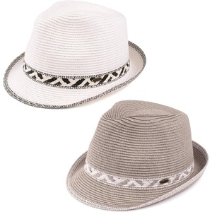 image:imageFunky Junque Short Brim Fedora Packable Sun Hat for Women  Adjustable Fedora sun hat with UPF 50 drawstring for vacations beaches festivals brunch amp garden parties2 Pack  White  Grey