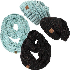 image:imageFunky Junque Slouchy Beanie amp Infinity Scarf Gift Set  Matching Winter Accessories Sets for Women Oversized Hat and Scarves2 Pack Confetti Black  Confetti Mint