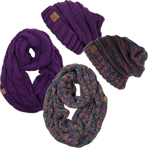 image:imageFunky Junque Slouchy Beanie amp Infinity Scarf Gift Set  Matching Winter Accessories Sets for Women Oversized Hat and Scarves2 Pack Purple  Kaleidoscope 32
