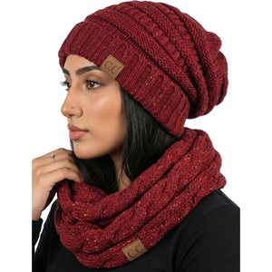 image:imageFunky Junque Slouchy Beanie amp Infinity Scarf Gift Set  Matching Winter Accessories Sets for Women Oversized Hat and ScarvesBurgundy Confetti