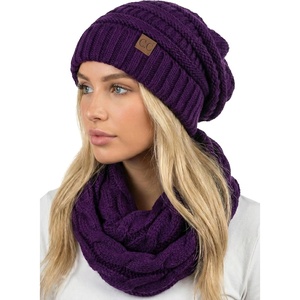 image:imageFunky Junque Slouchy Beanie amp Infinity Scarf Gift Set  Matching Winter Accessories Sets for Women Oversized Hat and ScarvesDark Purple