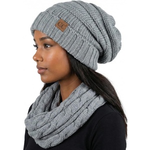 image:imageFunky Junque Slouchy Beanie amp Infinity Scarf Gift Set  Matching Winter Accessories Sets for Women Oversized Hat and ScarvesDove Grey