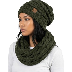image:imageFunky Junque Slouchy Beanie amp Infinity Scarf Gift Set  Matching Winter Accessories Sets for Women Oversized Hat and ScarvesOlive