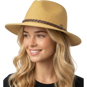 image:imageFunky Junque Sun Hats for Women Wide Brim Straw Panama Fedora Hat UPF 50 Packable Beach Hat for Summer amp VacationLeather Braided Rope Trim  Natural
