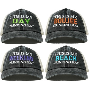 image:imageFunky Junque This is My Drinking Mesh Trucker Hat  Lightweight Cotton Cap with Sun Protection Golf Beach and Casual Casual Caps for Women4 Pack  This is My Drinking Hat  Boujee Bundle