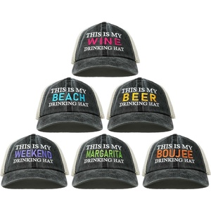 image:imageFunky Junque This is My Drinking Mesh Trucker Hat  Lightweight Cotton Cap with Sun Protection Golf Beach and Casual Casual Caps for Women6 Pack  This is My Drinking Hat  Wine Bundle