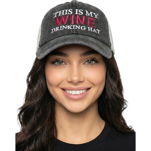 image:imageFunky Junque This is My Drinking Mesh Trucker Hat  Lightweight Cotton Cap with Sun Protection Golf Beach and Casual Casual Caps for WomenThis is My Drinking Hat  Wine