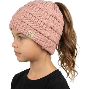 image:imageFunky Junque Toddler Girl Ponytail Beanie  Girls Winter Hat Messy Bun Pony Tail Beanies Ages 27 Warm Knit Cap Stretch FitIndi Pink