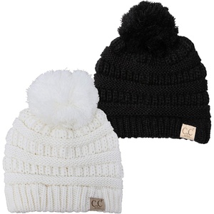 image:imageFunky Junque Toddler Pom Beanie  Kids Winter Hat for Ages 14 Baby Boy amp Girl Knit Beanies Warm Cozy Knit Snow Hats2 Pack  Black  Ivory