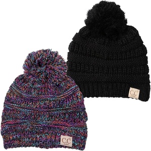 image:imageFunky Junque Toddler Pom Beanie  Kids Winter Hat for Ages 14 Baby Boy amp Girl Knit Beanies Warm Cozy Knit Snow Hats2 Pack  Black  Kaleidoscope