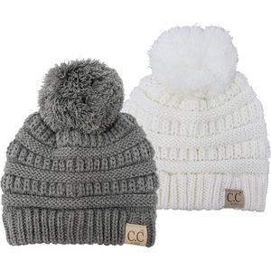 image:imageFunky Junque Toddler Pom Beanie  Kids Winter Hat for Ages 14 Baby Boy amp Girl Knit Beanies Warm Cozy Knit Snow Hats2 Pack  Ivory  Grey