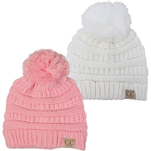 image:imageFunky Junque Toddler Pom Beanie  Kids Winter Hat for Ages 14 Baby Boy amp Girl Knit Beanies Warm Cozy Knit Snow Hats2 Pack  Ivory  Pale Pink