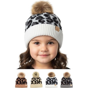 image:imageFunky Junque Toddler Pom Beanie  Kids Winter Hat for Ages 14 Baby Boy amp Girl Knit Beanies Warm Cozy Knit Snow HatsAllover Leopard  Ivory