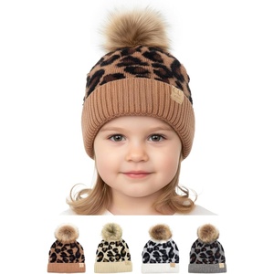 image:imageFunky Junque Toddler Pom Beanie  Kids Winter Hat for Ages 14 Baby Boy amp Girl Knit Beanies Warm Cozy Knit Snow HatsAllover Leopard  Latte