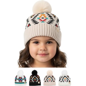 image:imageFunky Junque Toddler Pom Beanie  Kids Winter Hat for Ages 14 Baby Boy amp Girl Knit Beanies Warm Cozy Knit Snow HatsAztec  Beige