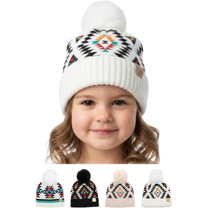 image:imageFunky Junque Toddler Pom Beanie  Kids Winter Hat for Ages 14 Baby Boy amp Girl Knit Beanies Warm Cozy Knit Snow HatsAztec  White