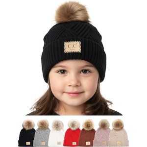 image:imageFunky Junque Toddler Pom Beanie  Kids Winter Hat for Ages 14 Baby Boy amp Girl Knit Beanies Warm Cozy Knit Snow HatsBlack  Diagonal Stripes Faux Fur Pom