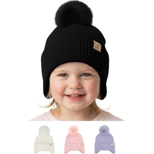 image:imageFunky Junque Toddler Pom Beanie  Kids Winter Hat for Ages 14 Baby Boy amp Girl Knit Beanies Warm Cozy Knit Snow HatsBlack  Ear Flap W Faux Fur Pom