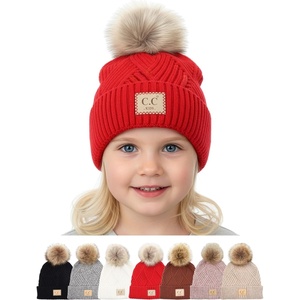 image:imageFunky Junque Toddler Pom Beanie  Kids Winter Hat for Ages 14 Baby Boy amp Girl Knit Beanies Warm Cozy Knit Snow HatsDiagonal Stripes Faux Fur Pom WPatch Red