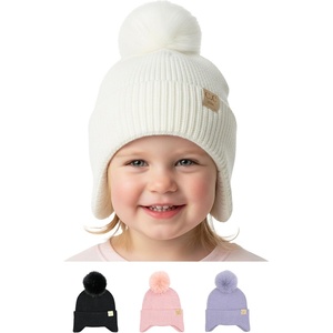 image:imageFunky Junque Toddler Pom Beanie  Kids Winter Hat for Ages 14 Baby Boy amp Girl Knit Beanies Warm Cozy Knit Snow HatsIvory  Ear Flap W Faux Fur Pom