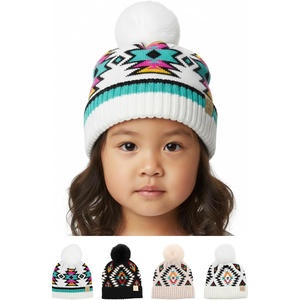 image:imageFunky Junque Toddler Pom Beanie  Kids Winter Hat for Ages 14 Baby Boy amp Girl Knit Beanies Warm Cozy Knit Snow HatsIvory  Southwest Pattern W Faux Fur Pom