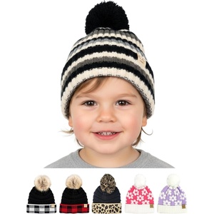 image:imageFunky Junque Toddler Pom Beanie  Kids Winter Hat for Ages 14 Baby Boy amp Girl Knit Beanies Warm Cozy Knit Snow HatsMulti Color Stripes  Black