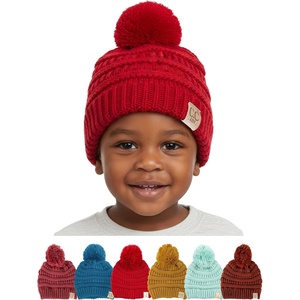 image:imageFunky Junque Toddler Pom Beanie  Kids Winter Hat for Ages 14 Baby Boy amp Girl Knit Beanies Warm Cozy Knit Snow HatsRed