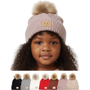 image:imageFunky Junque Toddler Pom Beanie  Kids Winter Hat for Ages 14 Baby Boy amp Girl Knit Beanies Warm Cozy Knit Snow HatsRose Mix  Diagonal Stripes Faux Fur Pom