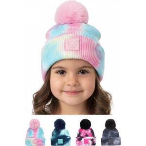 image:imageFunky Junque Toddler Pom Beanie  Kids Winter Hat for Ages 14 Baby Boy amp Girl Knit Beanies Warm Cozy Knit Snow HatsTie Dye  Cotton Candy
