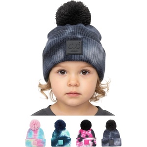 image:imageFunky Junque Toddler Pom Beanie  Kids Winter Hat for Ages 14 Baby Boy amp Girl Knit Beanies Warm Cozy Knit Snow HatsTie Dye  Dark GreyLight Grey
