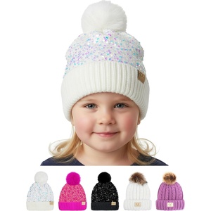 image:imageFunky Junque Toddler Pom Beanie  Kids Winter Hat for Ages 14 Baby Boy amp Girl Knit Beanies Warm Cozy Knit Snow HatsWhite  Sequin W Faux Fur Pom
