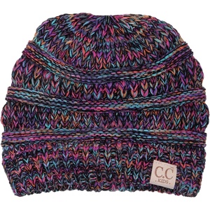 image:imageFunky Junque Toddler Winter Hat Ages 14 Soft Knit Beanie for Boys amp Girls Cozy Warm Kids Beanies for Cold Weather4 Tone Mix  Black  Purple  Orange  Teal