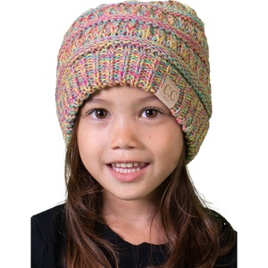 image:imageFunky Junque Toddler Winter Hat Ages 14 Soft Knit Beanie for Boys amp Girls Cozy Warm Kids Beanies for Cold Weather4 Tone Variegated Mix Yellow  Hot Pink turquoise  Pink