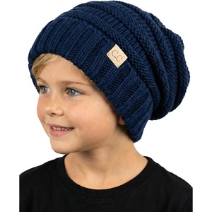 image:imageFunky Junque Toddler Winter Hats for Kids Ages 29 Chunky Cable Knit Slouchy Beanie Warm Ski Cap for Boys and GirlsNavy