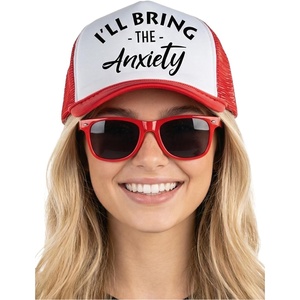image:imageFunky Junque Trucker Hat amp Sunglasses Set for Women  Bachelorette Party Favors Girls Trip Bridesmaid GiftsAnxiety  Hat  Sunglasses Set Red