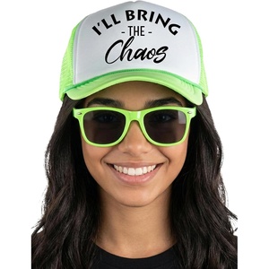 image:imageFunky Junque Trucker Hat amp Sunglasses Set for Women  Bachelorette Party Favors Girls Trip Bridesmaid GiftsChaos  Hat  Sunglasses Set Neon Lime