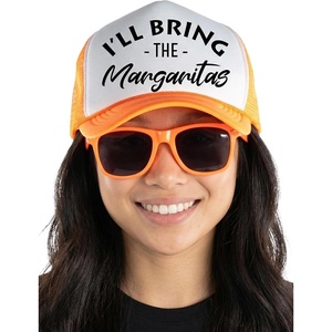 image:imageFunky Junque Trucker Hat amp Sunglasses Set for Women  Bachelorette Party Favors Girls Trip Bridesmaid GiftsMargaritas  Hat  Sunglasses Set Neon Orange