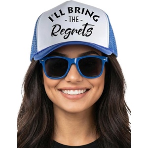 image:imageFunky Junque Trucker Hat amp Sunglasses Set for Women  Bachelorette Party Favors Girls Trip Bridesmaid GiftsRegrets  Hat  Sunglasses Set Royal Blue