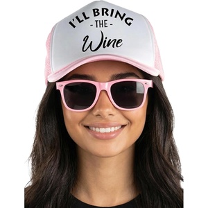 image:imageFunky Junque Trucker Hat amp Sunglasses Set for Women  Bachelorette Party Favors Girls Trip Bridesmaid GiftsWine  Hat  Sunglasses Set Light Pink
