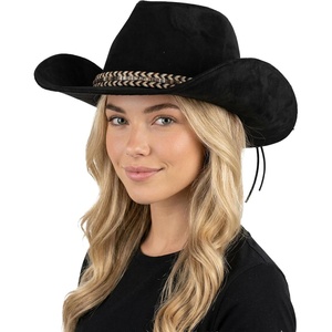 image:imageFunky Junque Wide Brim Cowboy Hat for Women with Decorative Band  Adjustable Fit Cowboy Hat with Sun Protection Concerts Festivals and Western for WomenBlack
