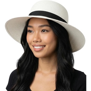 image:imageFunky Junque Wide Brim Panama Sun Hat Womens Packable Straw  Lightweight paper hat with adjustable drawstring for beach trips vacations summer getaways amp everyday wearRibbon Bow Trim  White