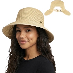 image:imageFunky Junque Wide Brim Panama Sun Hat Womens Packable Straw  Lightweight paper hat with adjustable drawstring for beach trips vacations summer getaways amp everyday wearSplit Back Ponytail  Beige Mix