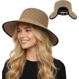 image:imageFunky Junque Wide Brim Panama Sun Hat Womens Packable Straw  Lightweight paper hat with adjustable drawstring for beach trips vacations summer getaways amp everyday wearSplit Back Ponytail  Dark Natural Mix