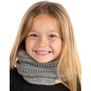 image:imageFunky Junque Winter Fleece Lined Neck Warmer Tube Scarf DoubleLayered Cold Weather Face Cover Gaiter Kids Boys Girls ToddlerHeather Grey