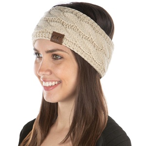 image:imageFunky Junque Womens FleeceLined Knit Headband  Confetti Ear Warmer for Winter Cozy Sherpa Interior Soft Stretch Fit  IvoryBeige