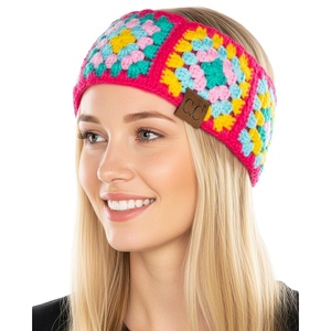 image:imageFunky Junque Womens FleeceLined Knit Headband  Confetti Ear Warmer for Winter Cozy Sherpa Interior Soft Stretch Fit  IvoryMultiColor Crochet  Hot Pink