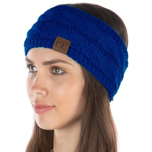 image:imageFunky Junque Womens FleeceLined Knit Headband  Confetti Ear Warmer for Winter Cozy Sherpa Interior Soft Stretch Fit  IvoryRoyal Blue