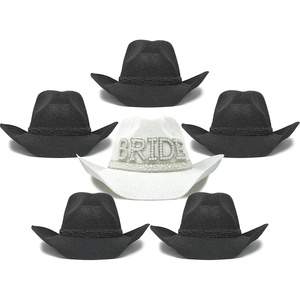 image:imageFunky Junque Womens Rhinestone Cowboy Hat  Lightweight Straw Cowboy Hat with Sun Protection Concerts Festivals and Western for Women6 Pack 1 Bride WhiteSilver  5 Black